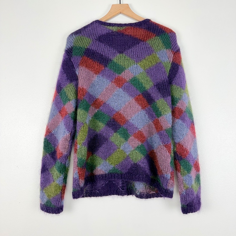 Vtg Talbots Cardigan Sweater Womens L Mohair Blend Hand Knit Argyle Grandmacore - Picture 7 of 16